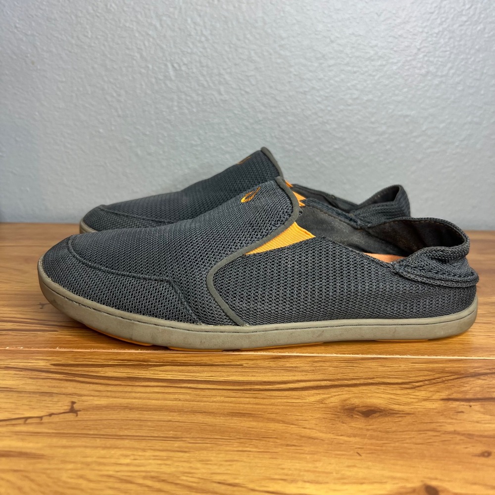 OluKai Nohea Mesh Slip On Shoes Mens Sz 8 Dark Shadow Orange Gray Casual